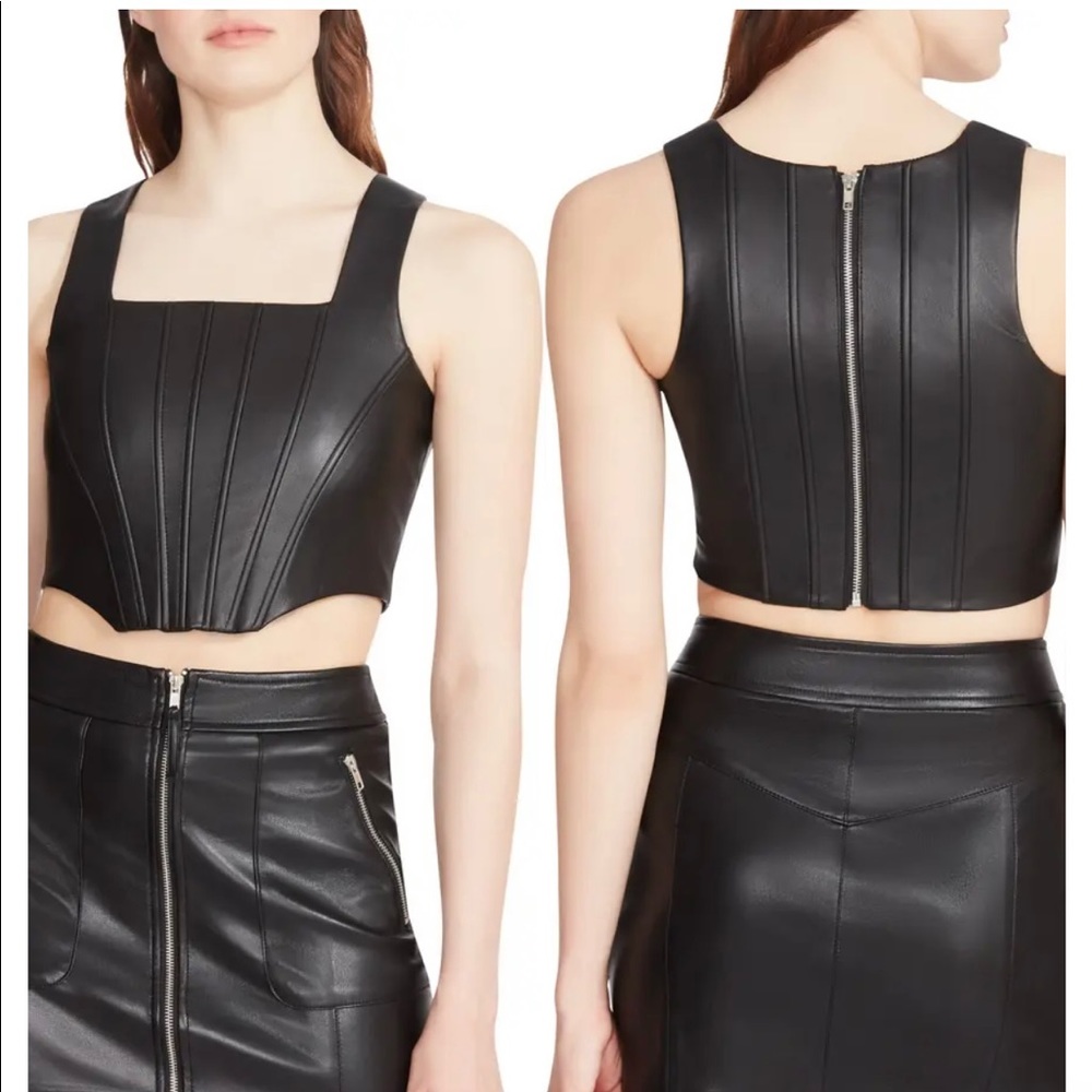Kimmie Faux Leather Corset Crop Top